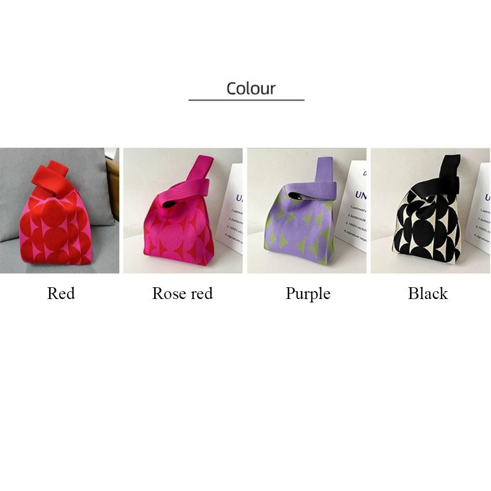 Girls Reusable Handmade Knit Handbag Tote Bag Wrist Bag Shopping Bags