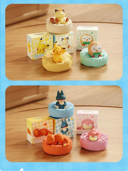 6 Estilos Novos Pokémon Casual Time Pikachu Munchlax Slowpoke Rowlet Meowth Charmander Bonecos Anime Dormindo Brinquedos de PVC Kawaii