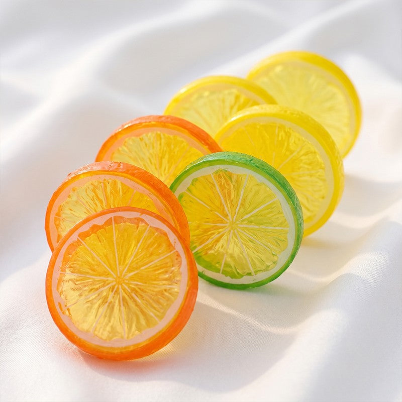 9 Pcs Mixed Color Artificial Lemon Slices, Vibrant Fake Citrus Cutouts, Party Table Scatter, Photo Booth Backdrop Accents, Summe