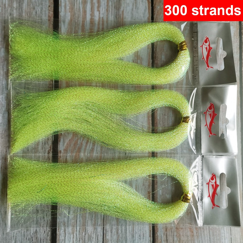 Pacote com 3 ou 10 unidades de 300 fios de tinsel torcido para iscas de pesca com mosca, linha de amarração, flash de cristal brilhante, material DIY