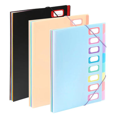 1 portable expanding folder with 8 compartments and elastic straps, suitable for office or home use.