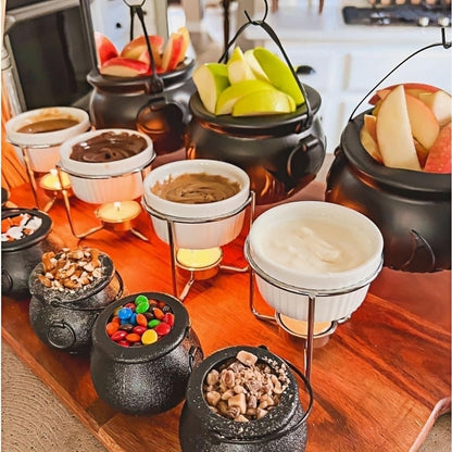 12pcs Black Cauldron with Handle, Magic Witch Cauldron Kettles Halloween Pot Candy Bowl Holder for Halloween & St. Patrick’s Day