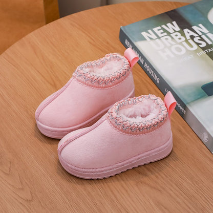 New Fashion Children's Ankle Boots Soft Winter 2025 Causal Girls Cotton Shoes Solid Color Kids School Plush Boots Warm Versatile