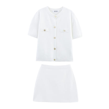 2025 Spring And Summer New Women's Short Sleeved Simple Fashion Style Knitted Cardigan Coat