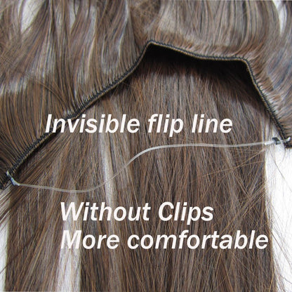 Jeedou One Piece Sem Clipes Apliques Ombre Cor Elasticidade Invisível Fio de Pesca Ondulado Extensão de Cabelo Sintético