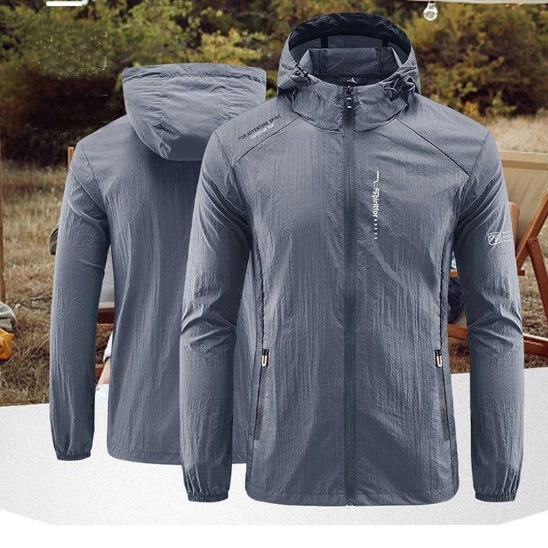 UPF50+ Summer Outdoor Quick Dry Sun-Protective Thin Jacket Men Hiking Fishing Cycling Hooded Gym Sport Ultra Light Windbreaker