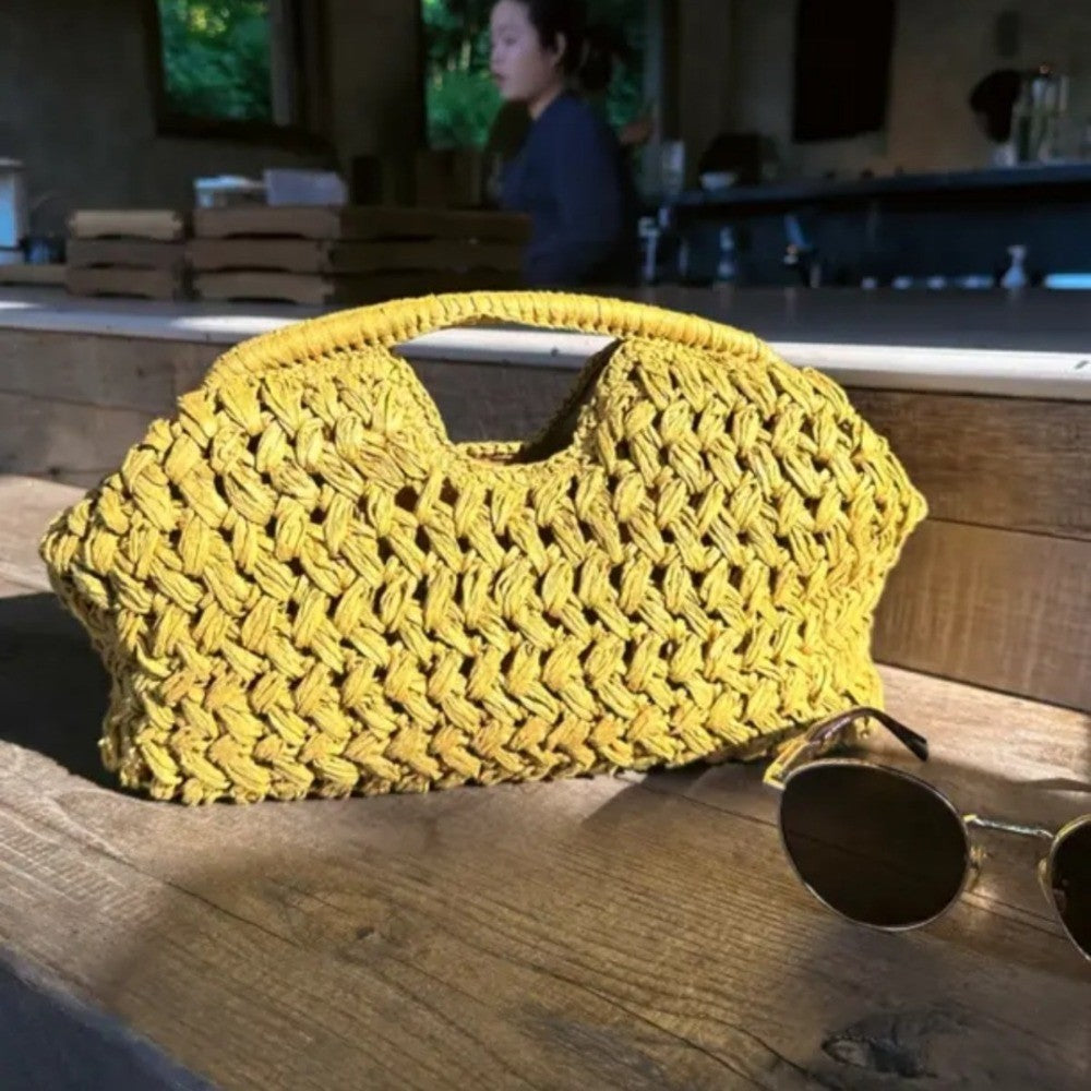 Elegant Luxury Woven Clutch Bag Large Capacity Simple Texture Women Handbag Straw Beach Bag Wallet Seaside Vacation