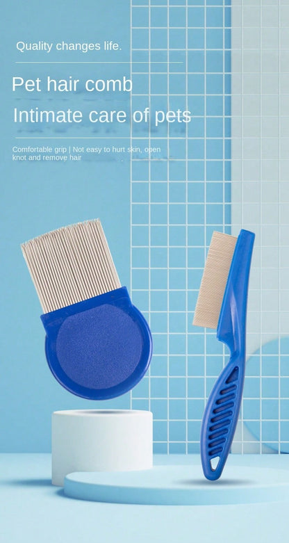 Pente para pulgas e piolhos, pacote com 4, pentes de aço inoxidável para cães e gatos com dentes arredondados, remoção profissional de manchas de lágrima de animais de estimação com dupla face