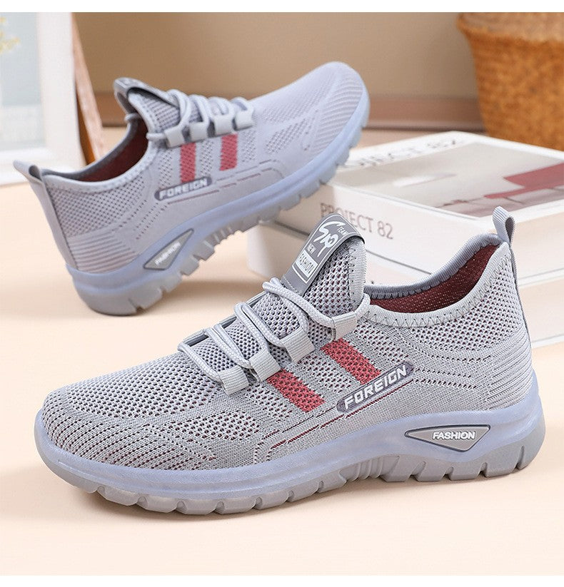 Autumn Women Sneakers Fashion Lace Up Mesh Breathable Outdoor Walking Purple Round Toe Non-slip Thick Sole Tennis Shoe Mujer