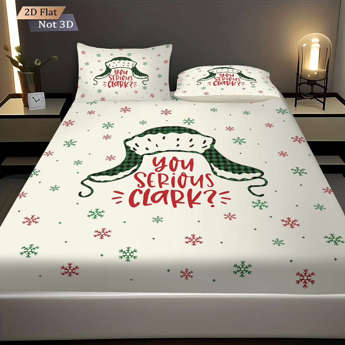 3pcs Merry Christmas Snowflake Print Coreless Bed Sheet Set, Multi Size Comfortable Bed Cover Bedroom Bedding Holiday Decoration