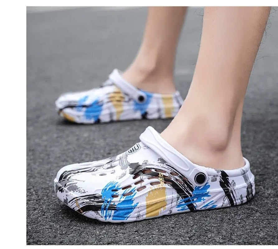 Men's Summer Camouflage Graffiti Sandals Garden Clogs Shoes Men Outdoor Beach Anti-skid Slippers Indoor Home Shoe big size 45-49