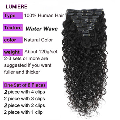 Extensões de Cabelo Humano Ondulado Profundo para Aplique Brasileiro 100% Cabelo Humano Virgem Puro 8 Peças/Conjunto Cabeça Inteira Para Mulheres 18A Trama Dupla