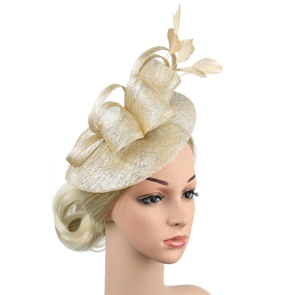 Chapéu Fascinator Feminino Pillbox Kentucky com Pena Derby Sinamay Fascinator Tiara Chapéu Fascinator para Chá para Coquetel