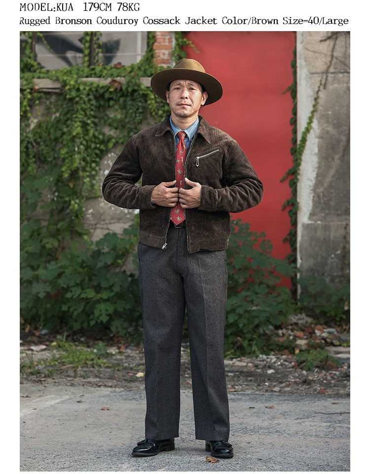 Rugged Bronson Thickened Heavy Corduroy Coat Cossack Short Jacket Fleece Liner Jacket Cool