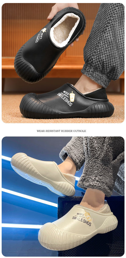 Men Winter Warm Slippers Couple House Cotton Shoes Outdoor EVA Fur Shoes Plush Slippers Home Bedroom Shoes Big Size Slides 39-44