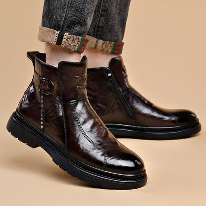 British-style Men's Casual Retro Chelsea Boots for Men Autumn Winter Cow Leather Shoes Male Fashion New Designer Ankle Boots Man