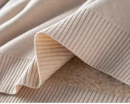 Men‘s Thermal Fleece High-neck Sweater Winter Turn-down Collar Fleece-lined Knitted Pullover Casual Keep Warm Thick Bottom Tops