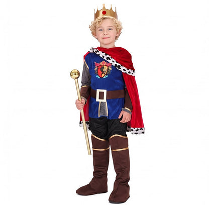 Boy King Prince Role Playing Costume Royal Set Prince Crown Cloak Halloween Birthday Makeup Party Gorgeous Dress Up No scepter