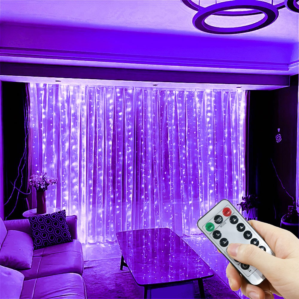 3/6M USB LED Curtain 8Modes Remote Control Lights Holiday Wedding Garland for Bedroom Living Room Decor Ramadan Decorations