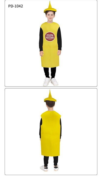French Fries Costume Cosplay Kid Funny Chocolate Salad Dress Sponge Costumes Boy Girl Snack Club Carnival Fancy Dress Up Outfit