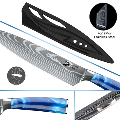 MDHAND 8 Peças Conjunto de Facas de Cozinha Faca de Chef Multiuso Desossar Cutelo para Carne Frutas Pão Faca Santoku Japonesa com Capa