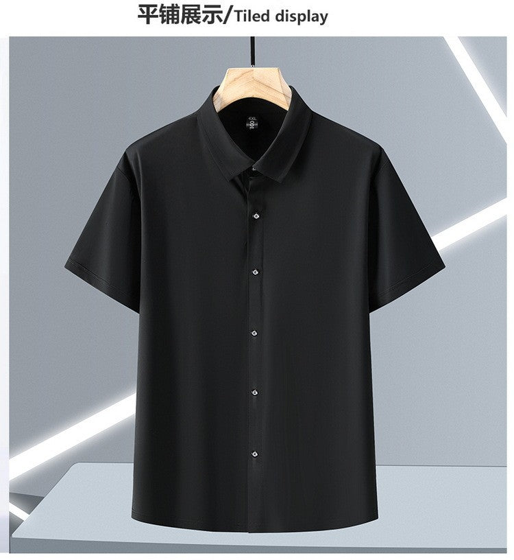 Ice Silk Summer Men's Dress Shirt Turn Down Collar Business Elastic Classic Top Male Plus Size Stretch 6XL 8XL 7XL 9XL 10XL 11XL
