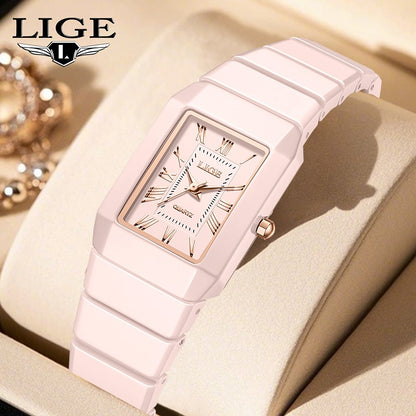 New Fashion LIGE Woman Watch Elegant Luxury Ceramic Strap Waterproof Simple Dial Quartz Women's Watches Ladies Gifts Reloj Mujer