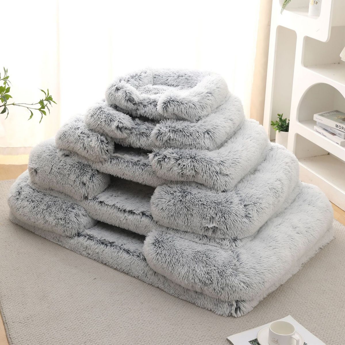 Cama Quadrada para Cachorro, Cama Aconchegante para Animais de Estimação, Almofada Grossa de Inverno, Casa para Cães, Sofá para Gatos para Cães Fofos, Cama para Dormir, Sofá com Tapete Removível