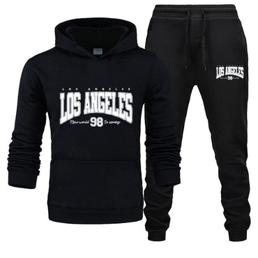 Autumn and winter unisex fashionable casual hooded sweatshirt and pants 2-piece set, warm and sporty brand printed set