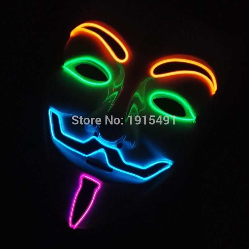 Halloween LED Vendetta Mask Night Club Carnival Party Festival Decoration Cosplay Vendetta Guy Fawkes Mascara Glowing V Mask
