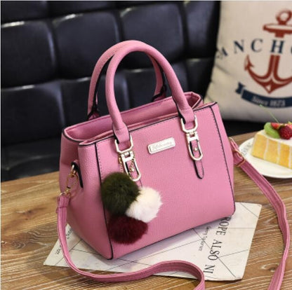 Fashion Women Hairball Shopper Totes Solid Color PU Leather Large Capacity Handbag Ladies Luxury Designer Crossbody Shoulder Bag