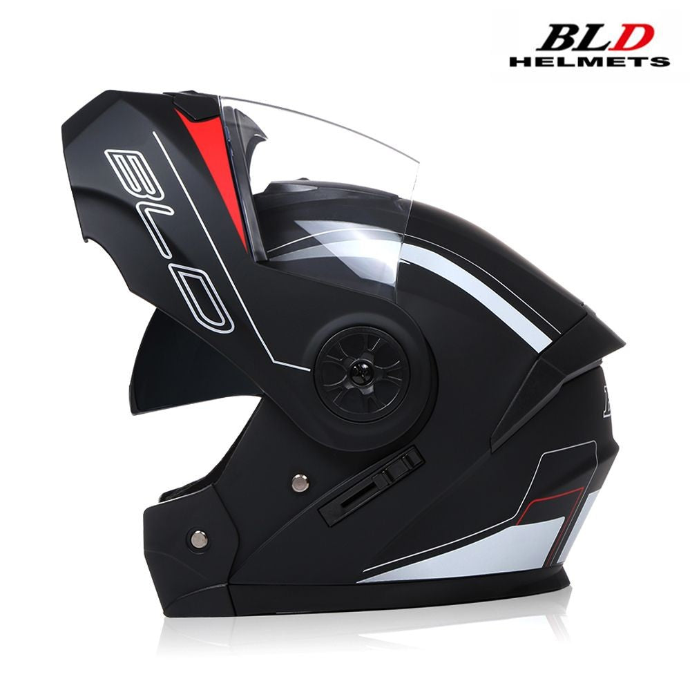 BLD Capacete Fechado Personalizado para Moto Masculino Feminino Capacete Moderno com Viseira Dupla Motocross Corrida Articulado Casco Moto