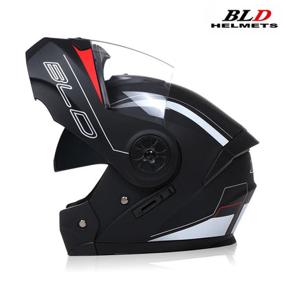 BLD Capacete Fechado Personalizado para Moto Masculino Feminino Capacete Moderno com Viseira Dupla Motocross Corrida Articulado Casco Moto