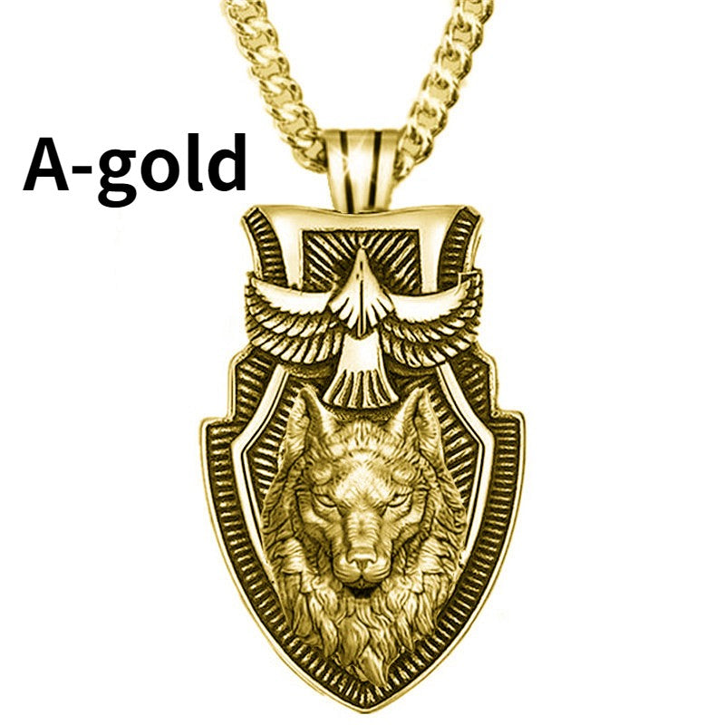 Colar Masculino de Aço Inoxidável com Pingente Triângulo e Cabeça de Lobo, Joia Punk de Animal para Homens, Presente de Aniversário, Estilo Hip Hop