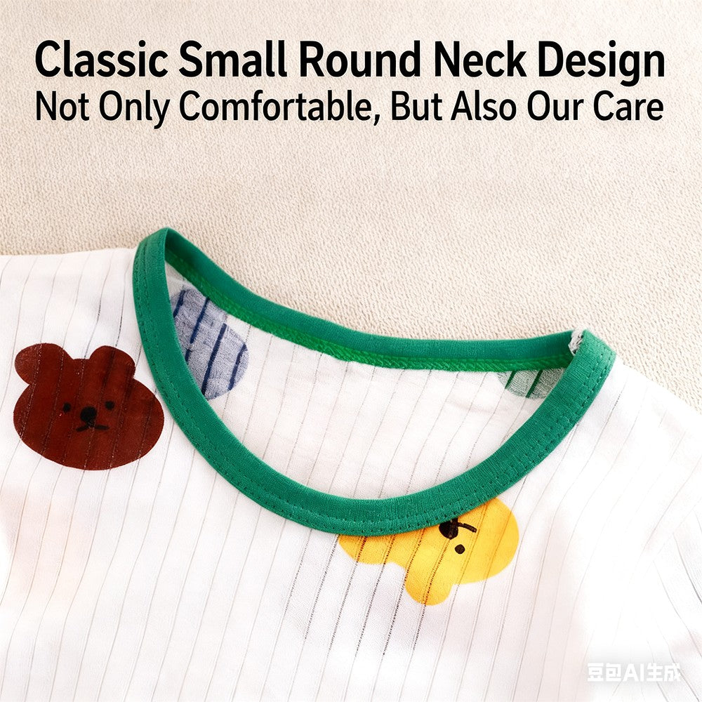 Children's Pure Cotton Home Clothes Set Boys Girls Seven-quarter Sleeve Pajamas Thin Breathable Air-conditioned Clothes