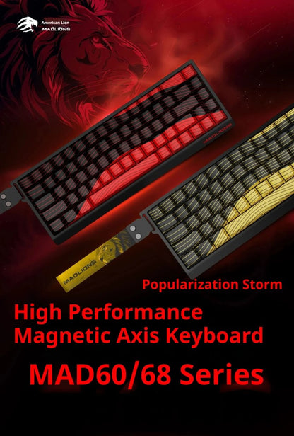 Teclado Gamer Switch Magnético MADLIONS MAD 60/68HE Com Fio Drive Web Custom 8K 61/68 Retorno RT Ajustável Hot Swap