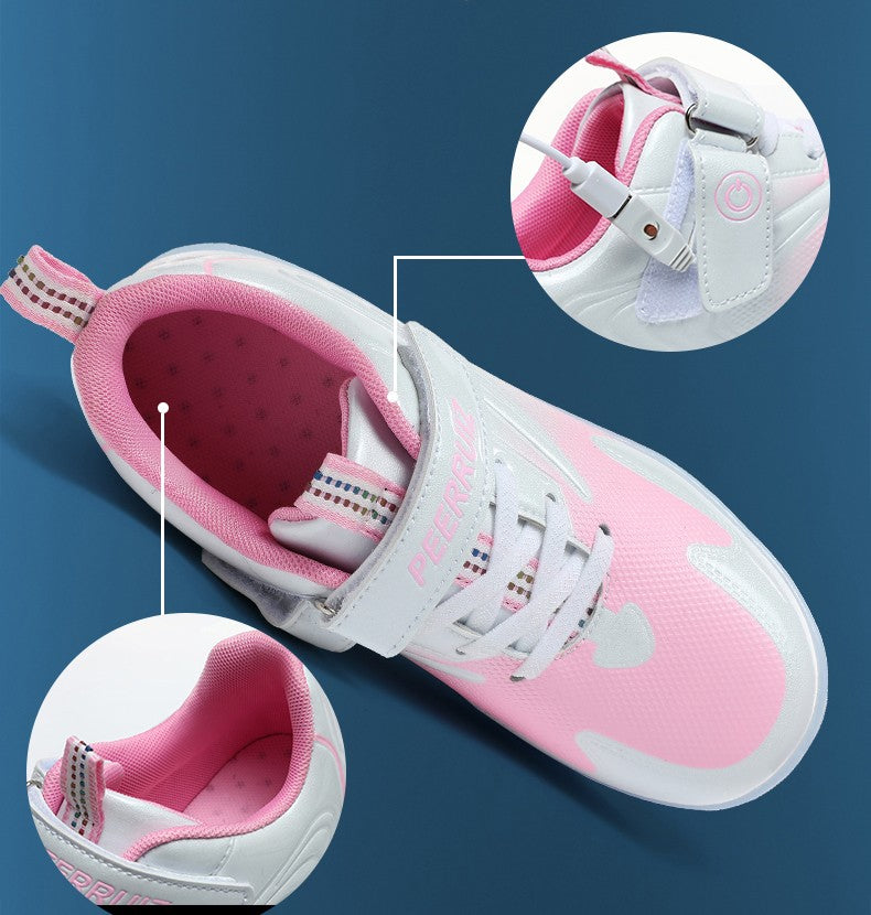Kids Sneakers USB Recharge Light Up Skates Shoes Boys Girls Casual Skateboarding Shoe Roller Skate Outdoor Sports Shoes With LED