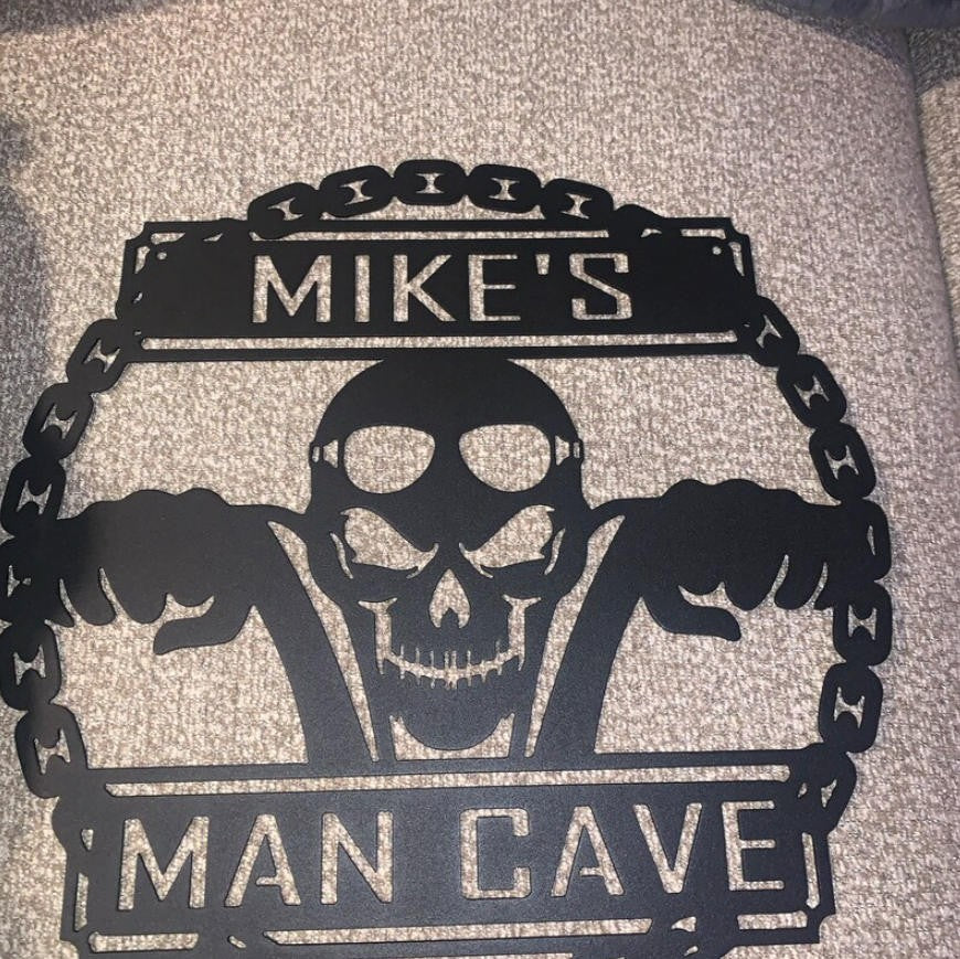 Custom Motorcycle Skull Metal Sign, Personalized Garage Sign, Motorcycle Handlebar Sign, Garage Decor, Gift for Dad Husband