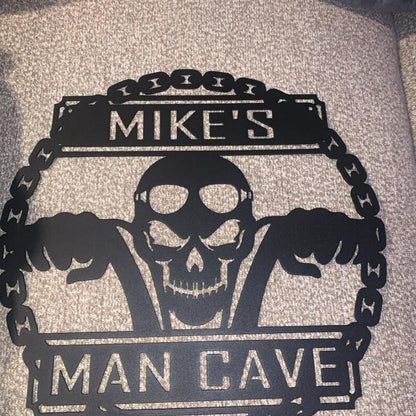 Custom Motorcycle Skull Metal Sign, Personalized Garage Sign, Motorcycle Handlebar Sign, Garage Decor, Gift for Dad Husband