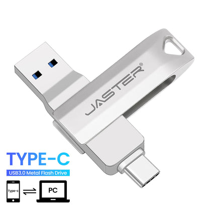 Type C 2 in 1 USB 3.0 Flash Drive 16GB 32GB 64GB 128GB 256GB pendrive pen drive real capacity usb memory stick for phone and pc