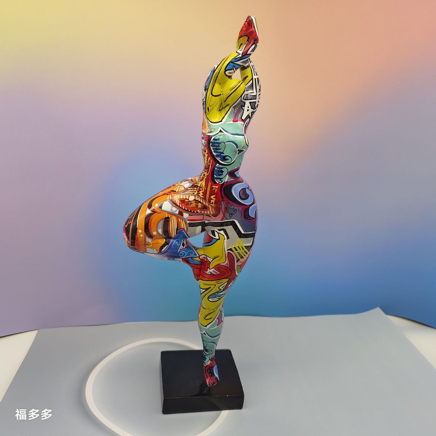 Europe Resin Decoration Home Wine Cabinet Ornaments Action Figures Statue Graffiti Yoga Weight Loss Woman Living Room Decor New