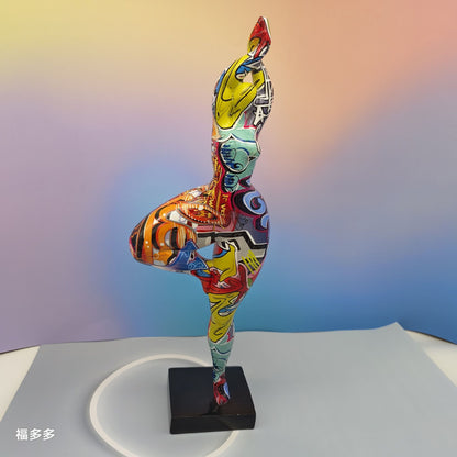 Europe Resin Decoration Home Wine Cabinet Ornaments Action Figures Statue Graffiti Yoga Weight Loss Woman Living Room Decor New