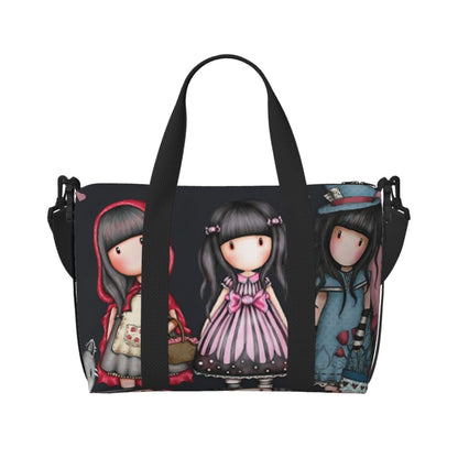 Custom Santoro Gorjuss Beach Travel Bag Large Capacity Tote Bags for Gym Yoga Women Shopping Duffle Shoulder Bag