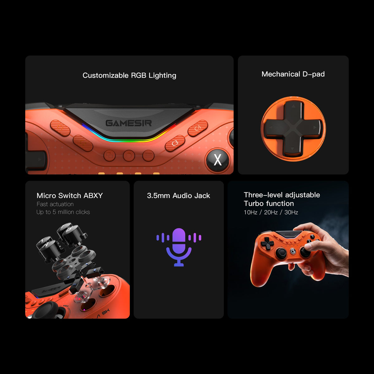 GameSir Tarantula 8K PC Wired Controller Lightweight Gaming Gamepad Steam Wired Similar PS5 Symmetric DS4 Joystick Controller