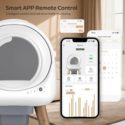 Caixa de Areia Autolimpante, Caixa Sanitária Automática para Gatos Múltiplos, Robô com Controle por Aplicativo, Proteção Dupla Inteligente