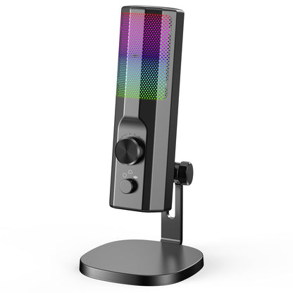 Microfone Condensador 3,5 mm com Cancelamento de Ruído ENC, Iluminação LED RGB, Compatível com PC/PS4/PS5/Mac/Android, Ideal para Stream