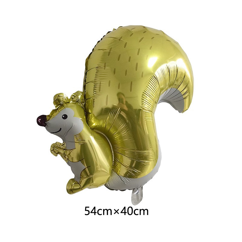 Cartoon Animal Standing Squirrel Balloon Pinecone Shaped Aluminum Film Balloon Forest Theme Baby Shower Birthday Party Decor