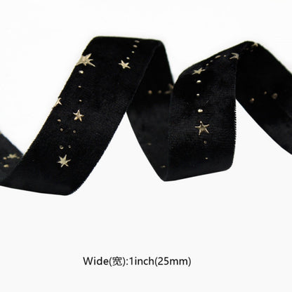 Double-sided Velvet Ribbons Hot Stamping Stars DIY Gift Wrapping Wedding Bouquet Christmas Party Supplies Decor Hair Accessories