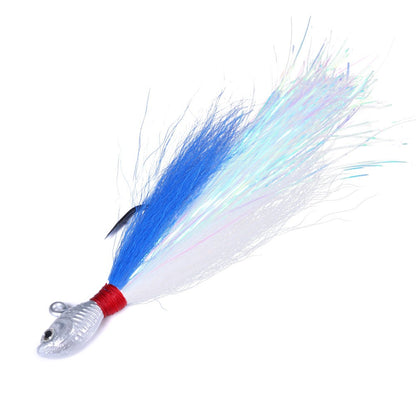 Jigs de Bucktail Cabeça Anzol Olhos 3D Isca 7g 14g 28g 56g Pelo de Veado Pena Anzol Barba Isca de Jigging Pesca