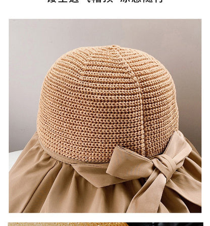 Summer Sun hat women's straw woven anti ultraviolet sun visor hat with big brim seaside black glue breathable Bucket hat sun hat